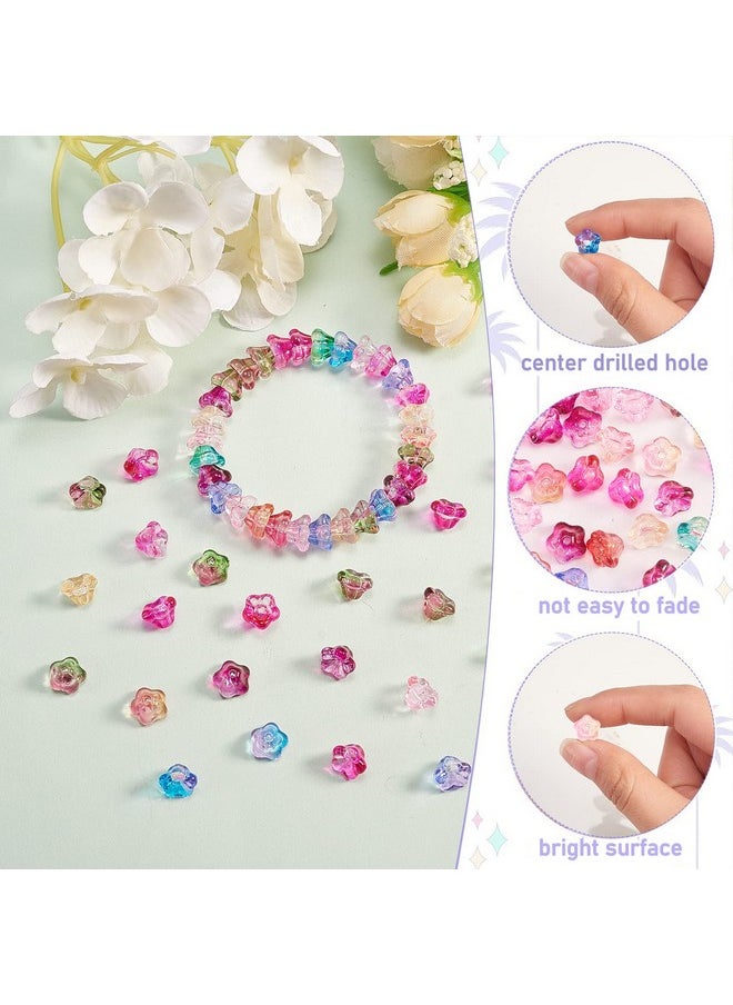 UR URLIFEHALL 100 Pcs Mixed Color Electroplate Glass Trumpet Flower Beads Transparent Glass Beads For Diy Jewelry Bracelets Necklaces Earrings  - Image 4