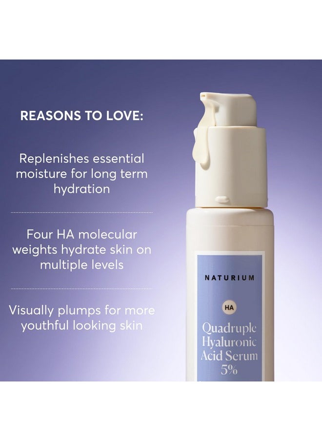 NATURIUM Naturium Quadruple Hyaluronic Acid Serum 5%, Hydrating & Plumping Face Serum, Anti-Aging & Moisturizing Skin Care, Fragrance-Free, 1 oz  - Image 3