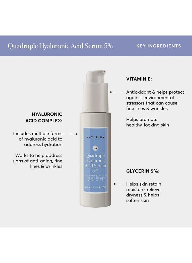 NATURIUM Naturium Quadruple Hyaluronic Acid Serum 5%, Hydrating & Plumping Face Serum, Anti-Aging & Moisturizing Skin Care, Fragrance-Free, 1 oz  - Image 5