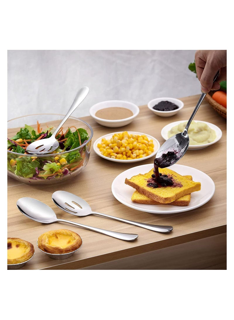 SYOSI 6 Pcs Serving Spoons Set, 8.7 Inch Serving Spoons x 3,Slotted Serving Spoon x 3, Metal Serving Utensils for Stainless Steel Buffet Banquet Spoon, Large Spoons Utensils Cutlery Set for Home, Kitchen - Image 5