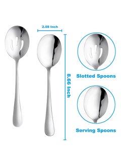 SYOSI 6 Pcs Serving Spoons Set, 8.7 Inch Serving Spoons x 3,Slotted Serving Spoon x 3, Metal Serving Utensils for Stainless Steel Buffet Banquet Spoon, Large Spoons Utensils Cutlery Set for Home, Kitchen  - Image 3