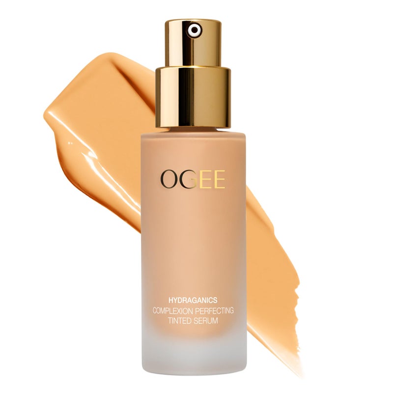 Ogee Complexion Perfecting Liquid Foundation  Lightweight Tinted Moisturizer For Face Banyan 275W  Light Medium WarmPeach Undertones  with Vitamin C  Jojoba Oil  Certified Organic