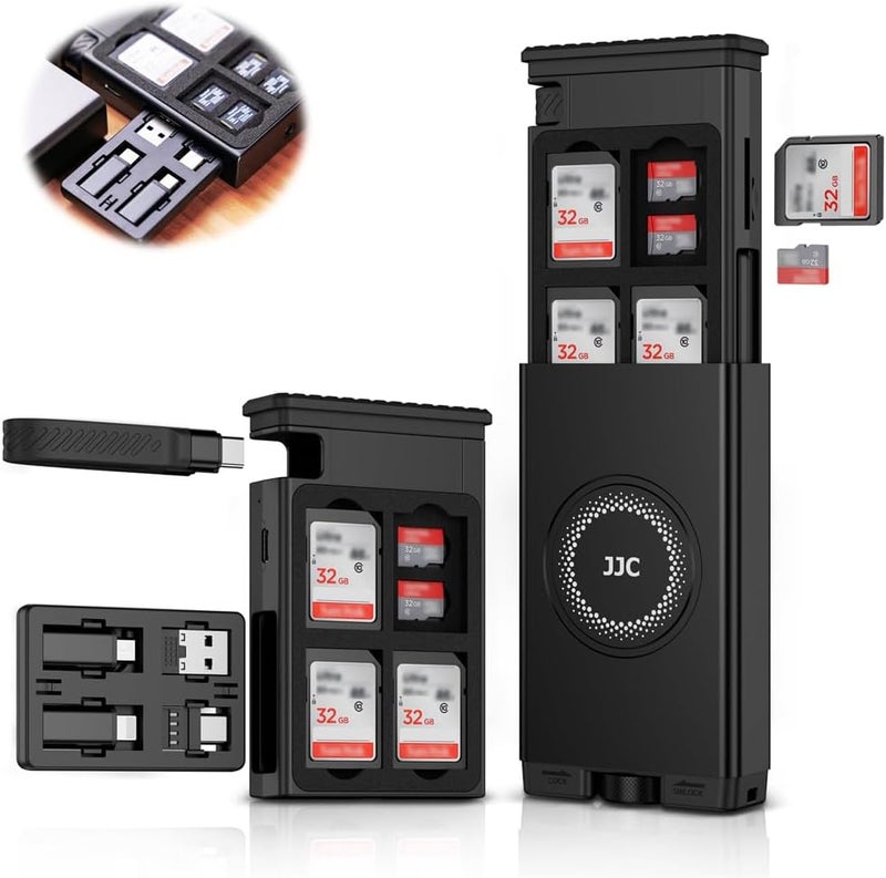 Cable Card High-Speed SD Card Reader Case, Multi Charging USB-C 3.1 Gen 2 Cable with Light/USB A/MicroUSB/OTG Adapter Kit & SD/TF Card Holder for Phones, Data Transfer - Image 1