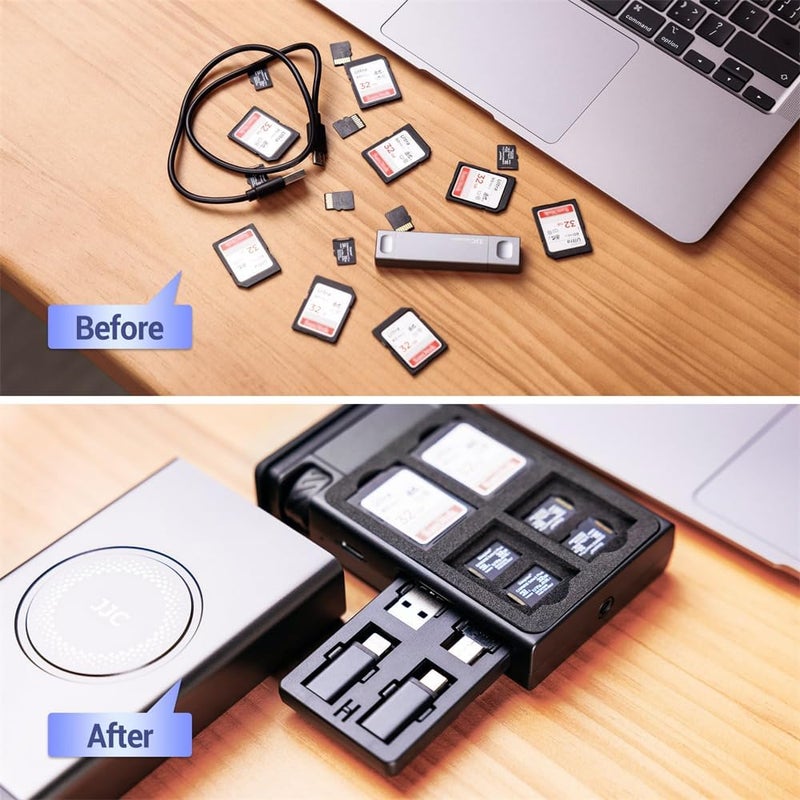 Cable Card High-Speed SD Card Reader Case, Multi Charging USB-C 3.1 Gen 2 Cable with Light/USB A/MicroUSB/OTG Adapter Kit & SD/TF Card Holder for Phones, Data Transfer - Image 4