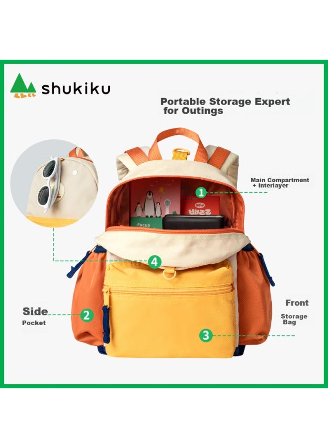 Shukiku Children's Backpack, Kindergarten Backpack, Anti-loss, Lightweight, Water-resistant, Large Capacity, Shoulder Bag, M Size, Orange Soda - Image 2