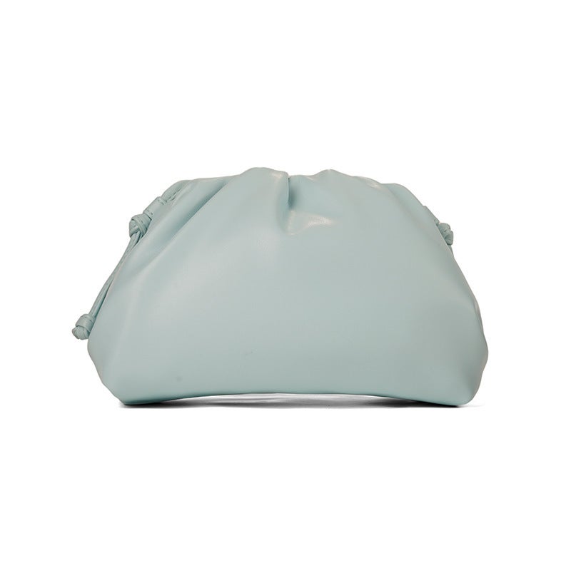 Cloud Pleated Clutch Small Korean Solid Soft Leather Evening Shoulder Bag Light green