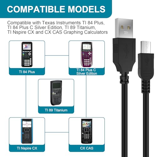 Sqrmekoko USB Charging Data Cable for TI-84 Plus, TI-84 Plus CE, TI 89 Titanium, TI Nspire CX/TI Nspire CX CAS Graphing Calculators - Image 3