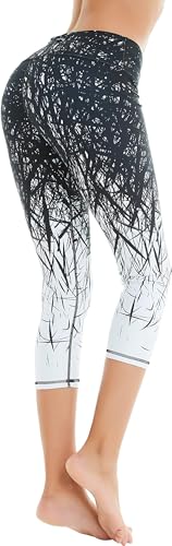COOLOMG Yoga Pants for Women Capri Running Tights Low Rise Leggings Workout Gym with Hidden Pockets - Image 3