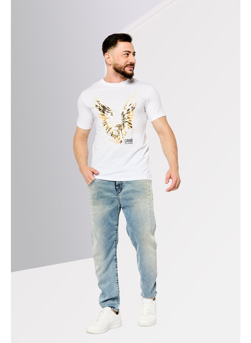 Cavalli Class Men Crew Neck Short Sleeve Graphic Print T Shirt, White  - Image 3