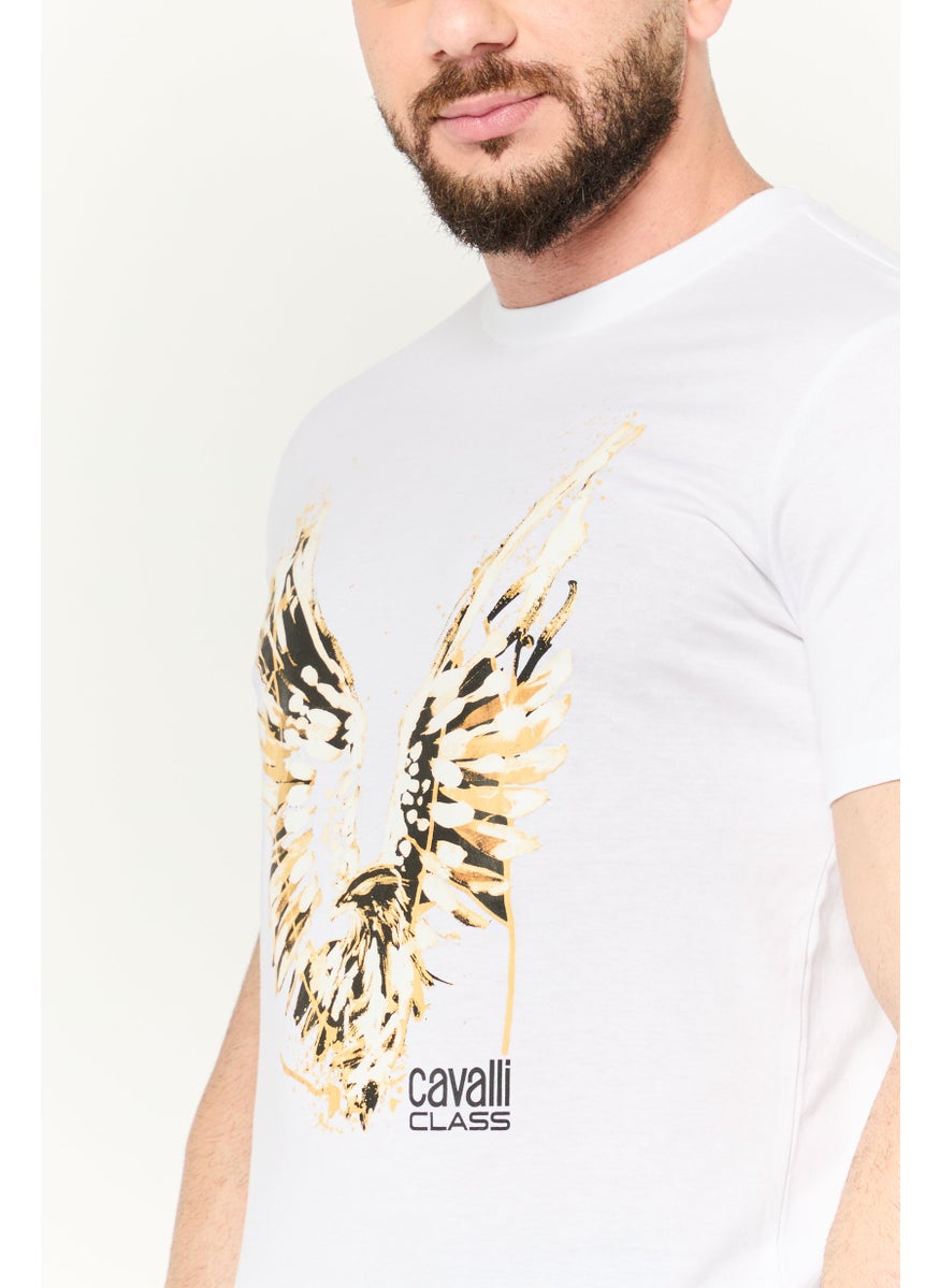 Cavalli Class Men Crew Neck Short Sleeve Graphic Print T Shirt, White  - Image 2