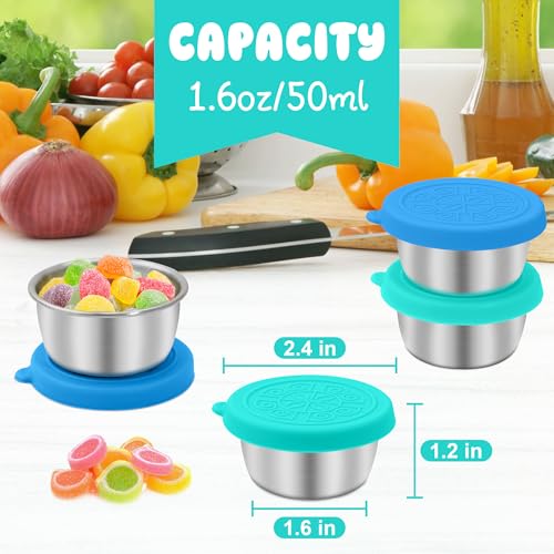 LIEMAND 6x1.6 oz Salad Dressing Container to Go, Leakproof Reusable Stainless Steel Small Container with Lid,Sauce Containers for Lunch box,Picnics,Travel,Office and Meal Prep - Image 2