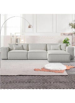 KARNAK Karnak Carol Corner L Shape Luxury Sofa Set Modern Design Furniture Sectional Velvet Couch Comfortable Living Room Sofa Color (White) Left  - Image 1