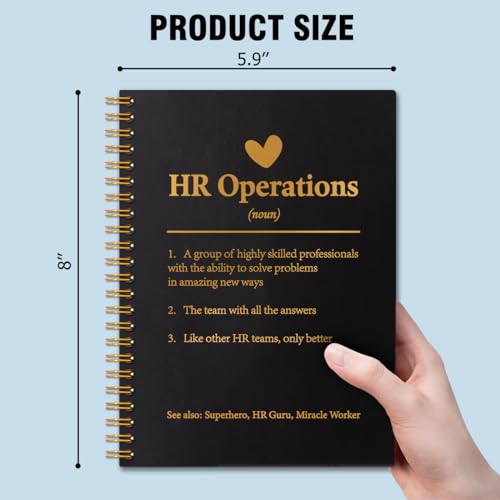 QYUVK HR Operations Gold Foil Hardcover 160 Pages Spiral Notebooks Inspirational Gift for HR Human Resources Gifts Leaving Thank You Gift for HR Worker Birthday Christmas Gift for Coworker - Image 3