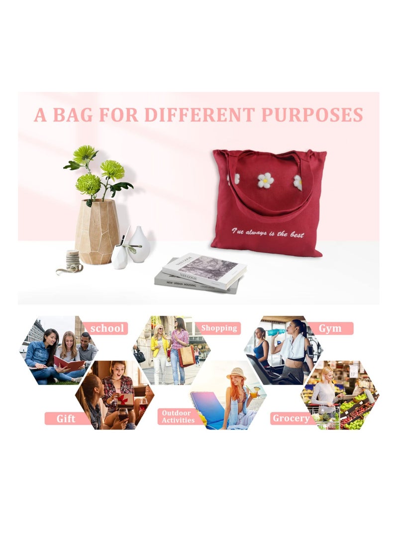 Y&D - Canvas Tote Bag, Natural Cotton Shopping Bags for Women Girls Ladies Shoulder Bag Handbag Reusable Shopper Totes - Image 1
