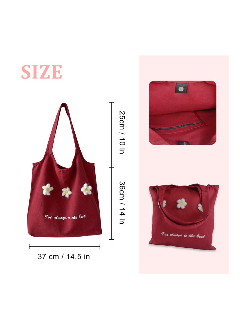 Y&D - Canvas Tote Bag, Natural Cotton Shopping Bags for Women Girls Ladies Shoulder Bag Handbag Reusable Shopper Totes - Image 1