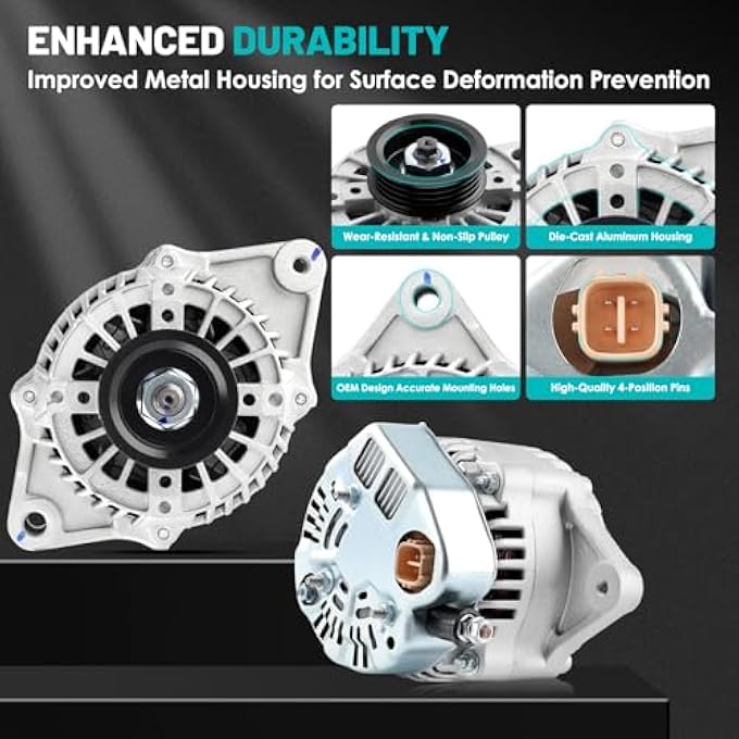Farrme 13649 Car Alternators 75 Amp, 4-Groove Pulley Fit for Honda Civic 1996-2000, Civic del Sol 1996-1997 L4 1.6L Automotive Replacement Alternators 005TA0992, A005TA0991ZC, 31100P2EA01, 31100P2EA02 - Image 5
