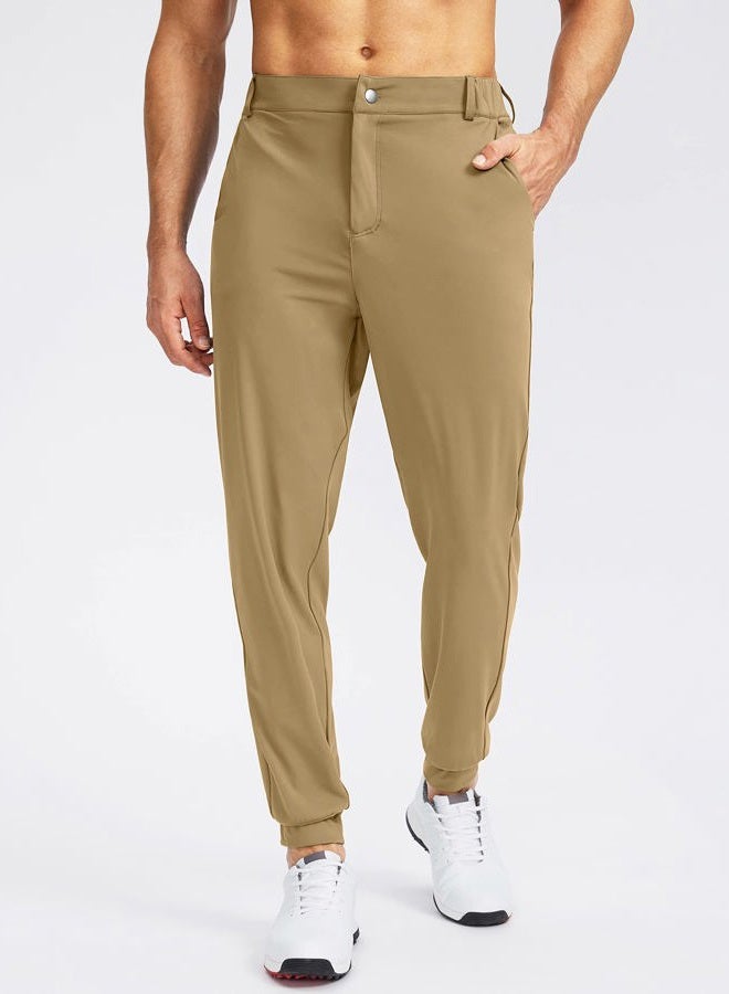Soothfeel Men's Golf Joggers Pants with 5 Pockets Slim Fit Stretch Sweatpants Running Travel Dress Work Pants for Men, Dark Khaki, L - Image 2