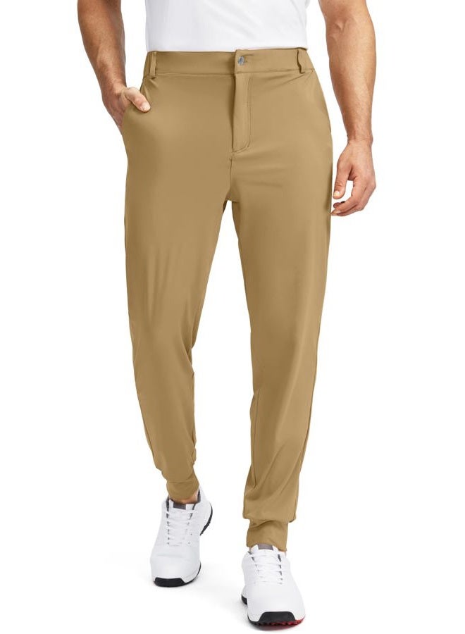 Soothfeel Men's Golf Joggers Pants with 5 Pockets Slim Fit Stretch Sweatpants Running Travel Dress Work Pants for Men, Dark Khaki, L - Image 1