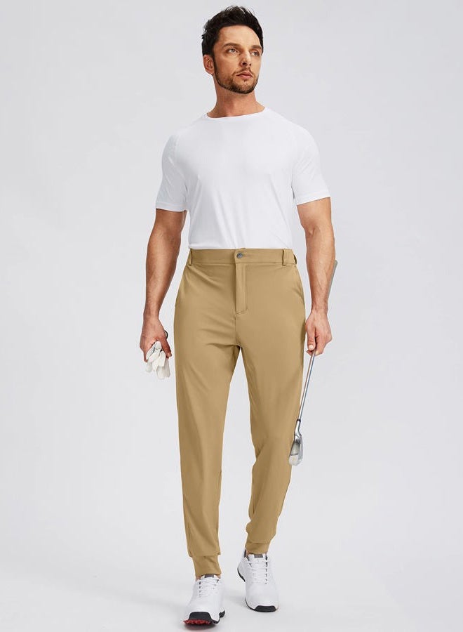 Soothfeel Men's Golf Joggers Pants with 5 Pockets Slim Fit Stretch Sweatpants Running Travel Dress Work Pants for Men, Dark Khaki, L - Image 3