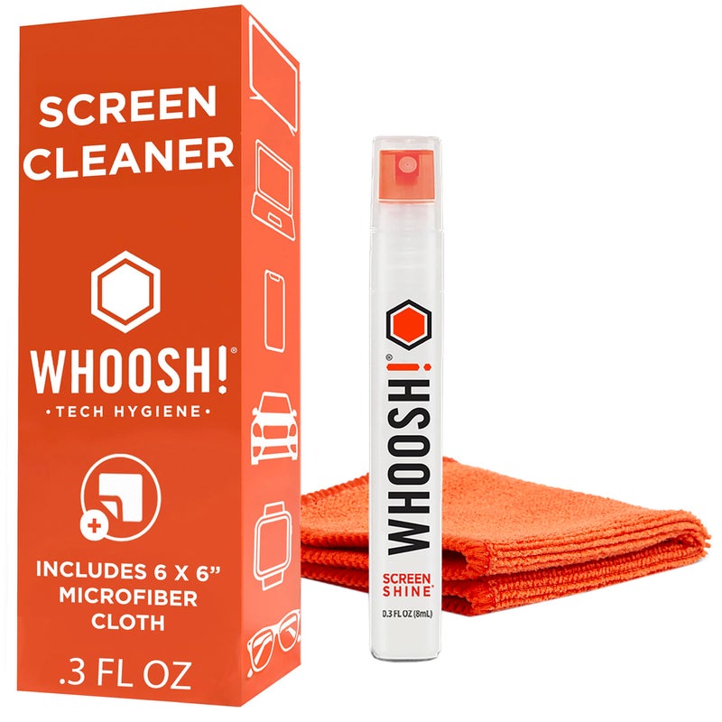 WHOOSH! WHOOSH Screen Shine Pocket 03 fl oz Powerful Computer Screen Cleaner for Car Laptop Phone Eyeglasses StreakFree Screen Cleaner Spray and Wipe Sleek LeakFree Bottle with Microfiber Cloth - Image 2