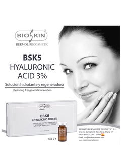 Bioskin BSK5 HYALURONIC ACID 3% Hydrating& Regeneration solution 5 X 5ml  - Image 3