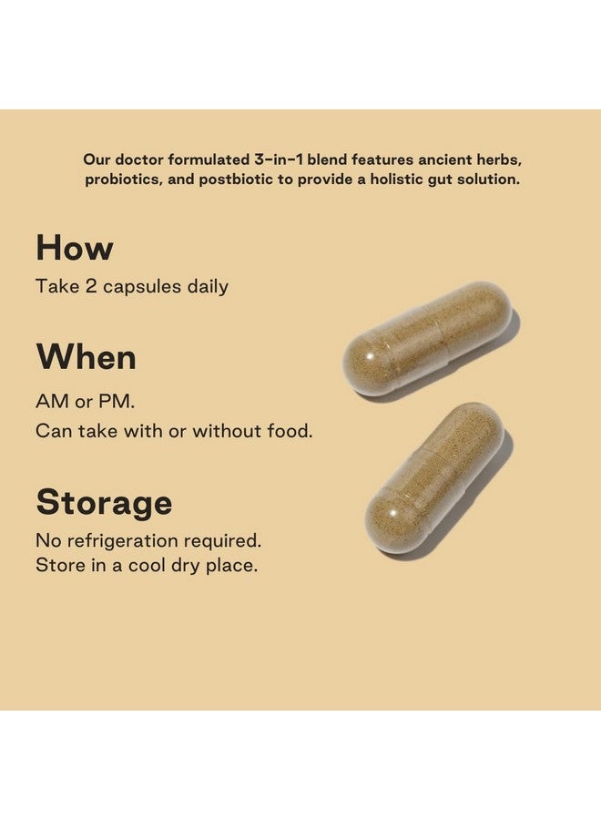 NOO Gut, Gut & Skin: Herbs, Probiotic, Postbiotic, 3-in-1 Formula for Gut Health, Bloat Support, Regular Bowel Movements, Glowing Skin, 60 Vegan Capsules - Image 3