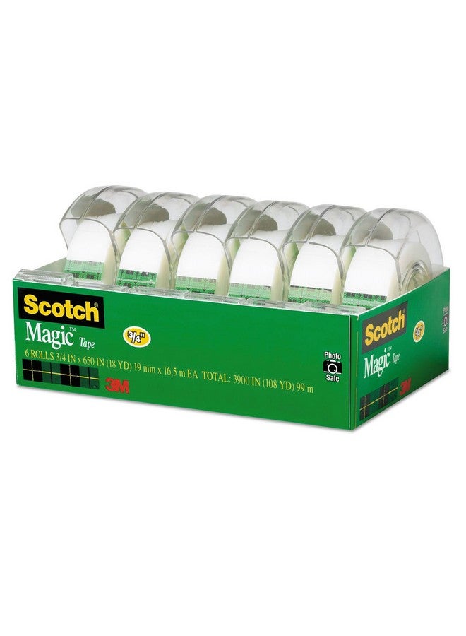 سكوتش 6122 شريط سحري وموزع قابل لإعادة التعبئة، 3/4 بوصة × 650 بوصة، قلب 1 بوصة، شفاف، 6/عبوة - Image 1