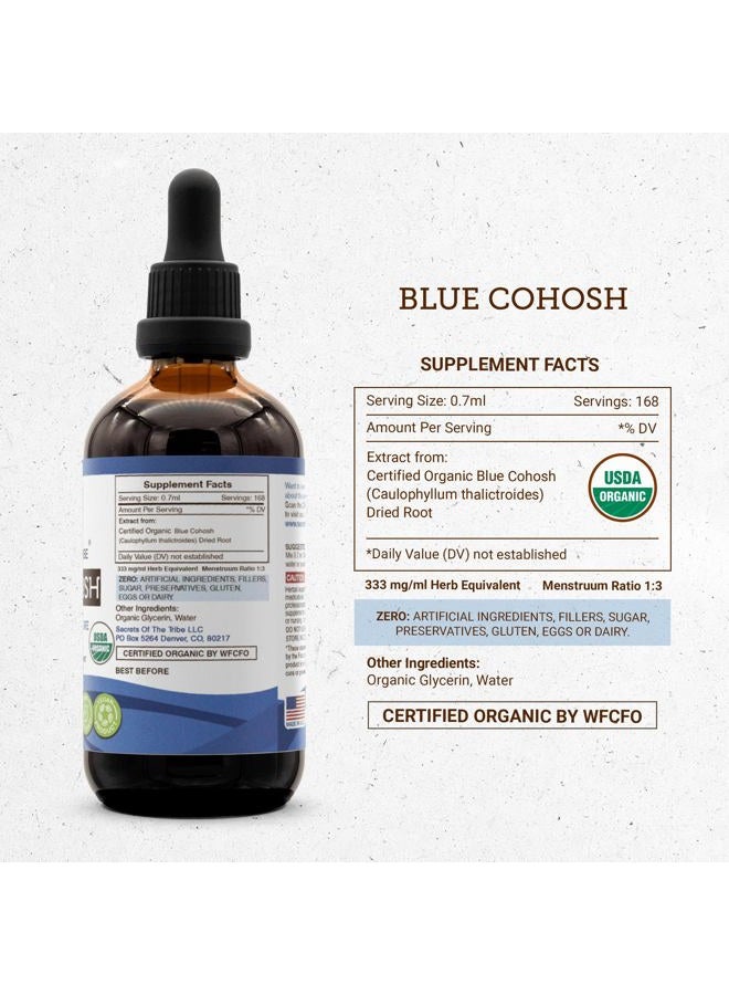 Secrets Of The Tribe Blue Cohosh Alcohol-Free Tincture (Glycerite) 659 mg Responsibly farmed Organic Blue Cohosh (Caulophyllum Thalictroides) Dried Root (4 Fl Oz) Women's Health Supplement - Image 4