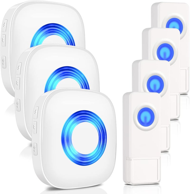 PHYSEN Store Wireless Door Bell, Waterproof Doorbell Chimes for Home Operating at over 1300-ft Range 58 Doorbell Ringer 5 Volume Levels LED Strobe Door Bell kits with 4 Push Buttons & 3 Receivers - Image 1