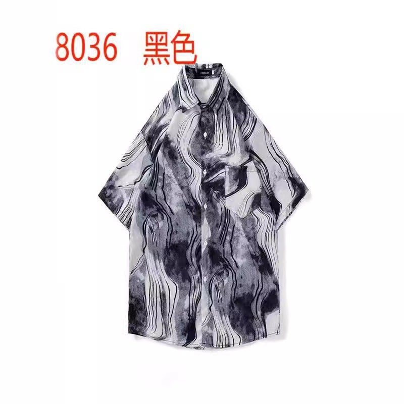 New Japanese-Style Hong Kong Summer Short-Sleeve Shirts For Men And Women, Retro Cool Hawaiian Loose Beach Couple Shirts Trendy - Image 3