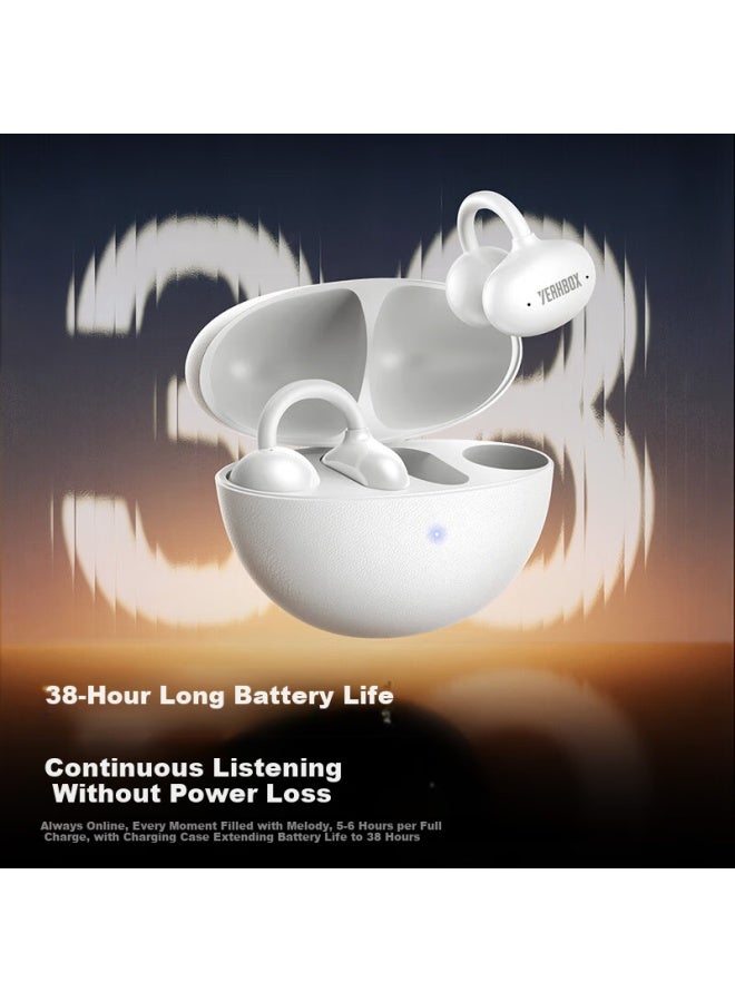 Yeahbox Popolite Bluetooth Ear Clip Bone Conduction Wireless Ai Active Noise Cancelling Long Battery Life Sports Call Headphones Birthday Gift Coconut Milk White - Image 2