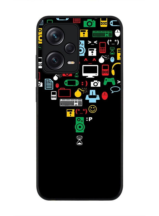 Stylizedd Rugged Black edge case for Redmi Note 12 Pro 5G Slim fit Soft Case Flexible Rubber Edges Anti Drop TPU Gel Thin Cover - Convergence (Black) - Image 1