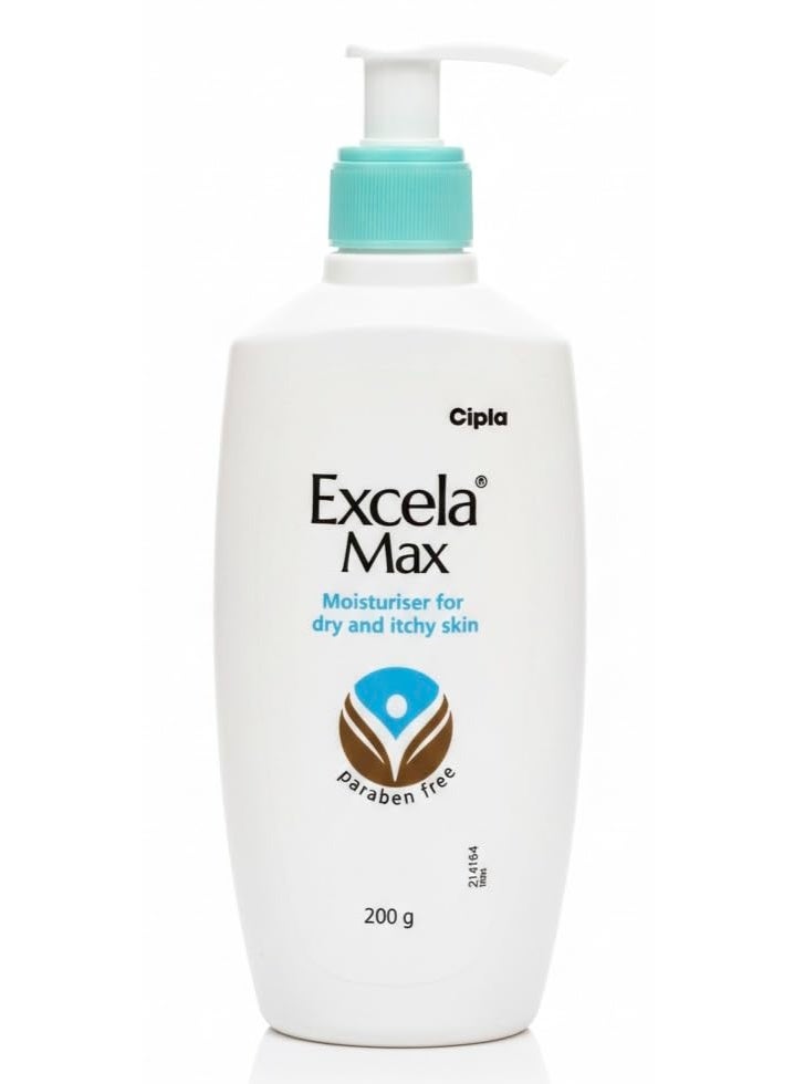 Cipla Excela Max Moisturiser 200 g | Paraben Free | Moisturiser for Dry & Itchy Skin | With Glycerin & Emollients | Daily Skin Care Lotion - Image 1