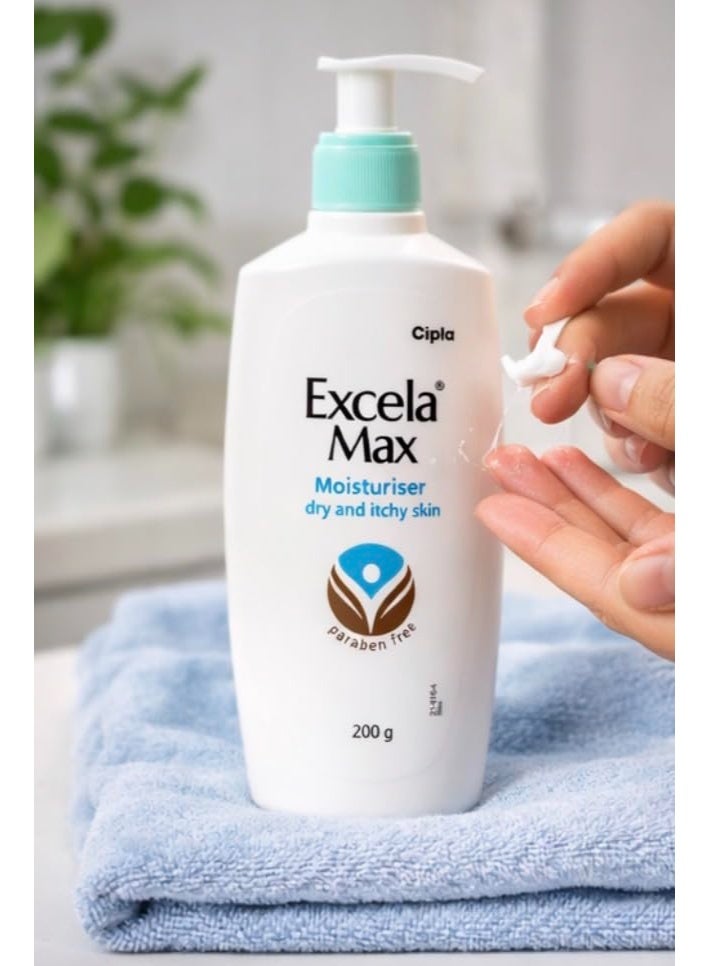 Cipla Excela Max Moisturiser 200 g | Paraben Free | Moisturiser for Dry & Itchy Skin | With Glycerin & Emollients | Daily Skin Care Lotion - Image 4