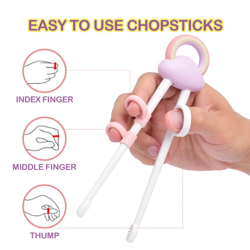 WooEver Training chopsticks for kids and beginners, 3 Pairs chopstick set with attachable learning chopstick helper - Image 2