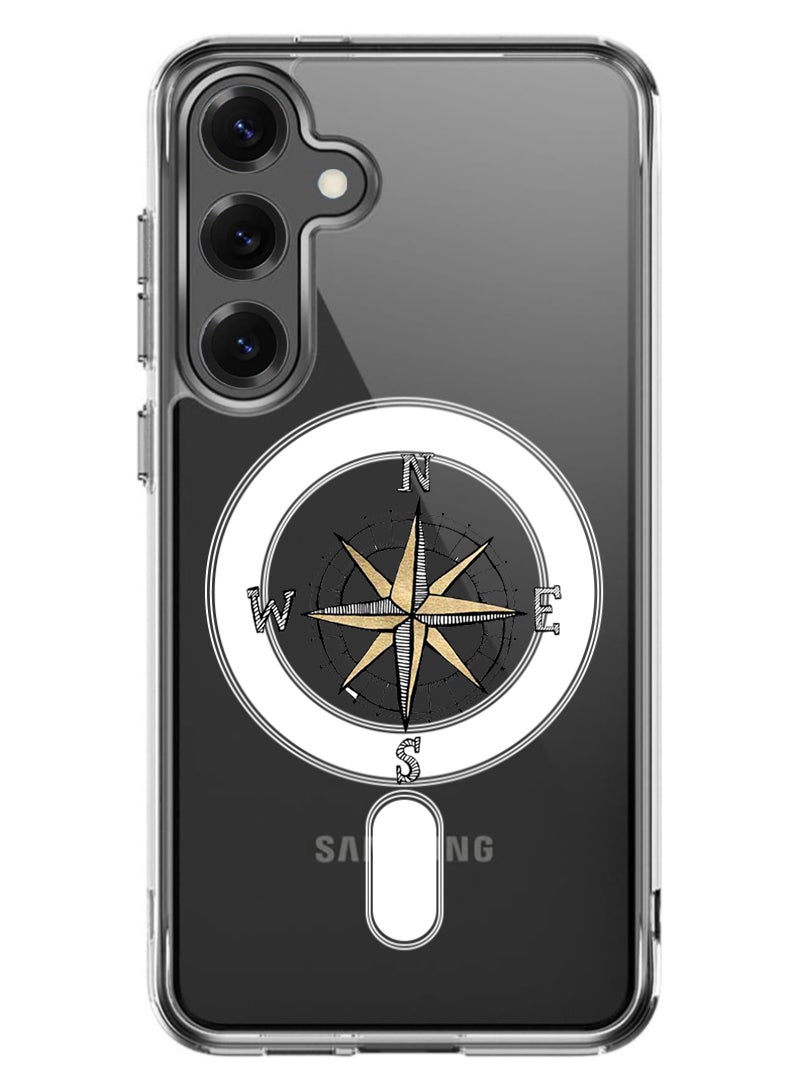 Theodor Magnetic Case for Samsung Galaxy S25 6.2-inch Compatible with MagSafe Wireless Charging, Shockproof Phone Bumper Cover Compass - Image 1