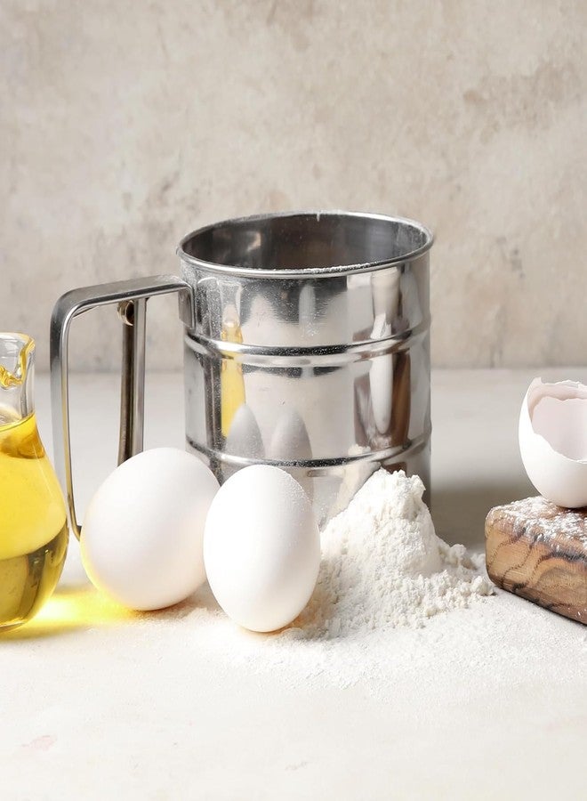 Zipron Flour Sifter, Stainless Steel Sifter for Baking, Double Layer Fine Mesh Baking Sifter, One Hand Press Crank Sifter for Powdered Sugar Shaker Duster, Flour Sieve Sifter for Baking Cakes Zipron - Image 4