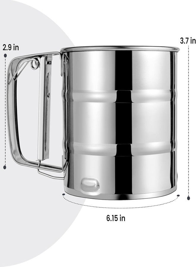 Zipron Flour Sifter, Stainless Steel Sifter for Baking, Double Layer Fine Mesh Baking Sifter, One Hand Press Crank Sifter for Powdered Sugar Shaker Duster, Flour Sieve Sifter for Baking Cakes Zipron - Image 2