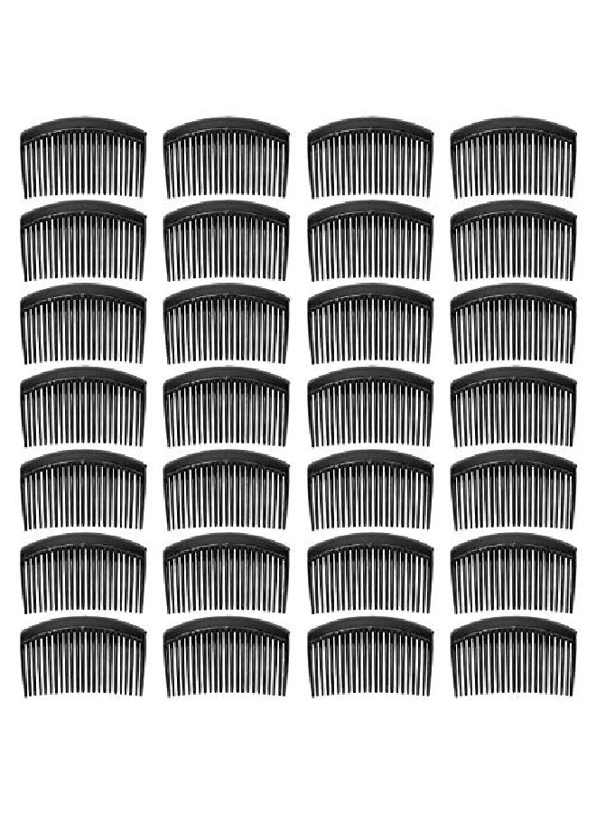 Angla 28 Pack Black Small Plastic Hair Side Comb With Long Teeth Hairpins Grips Barrettes Clamps Bows For Women Bridal Wedding Veil Decorative Headpiece French Twist Updo Bun Accessories - Image 1
