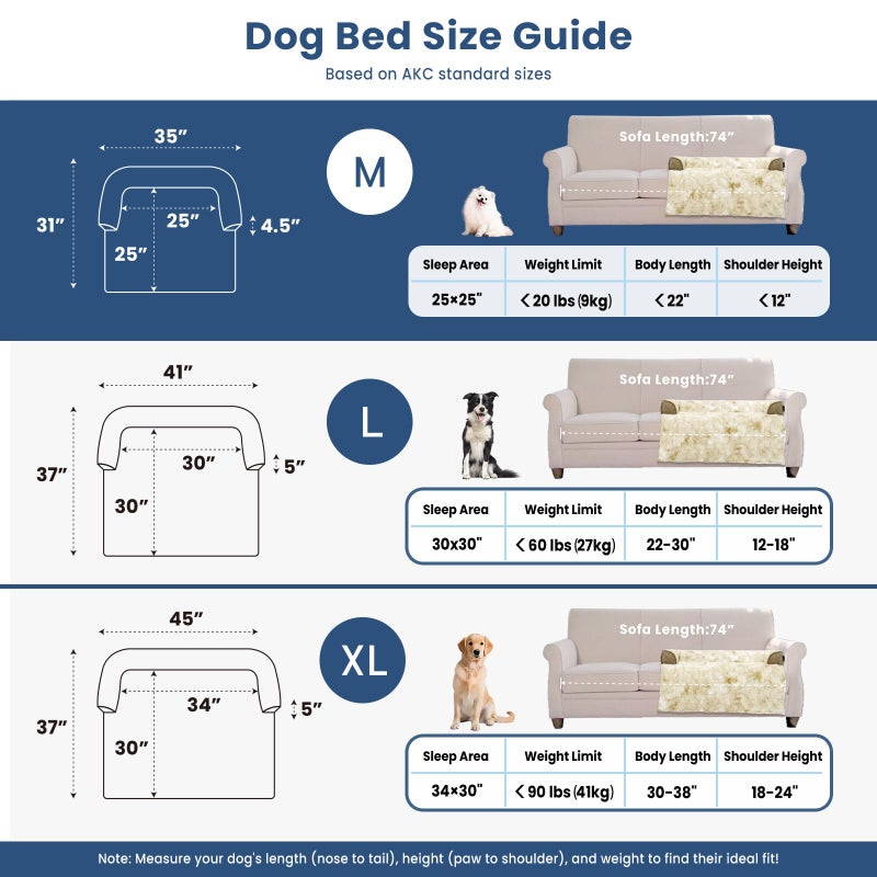 blunique Calming Dog Couch Bed for Medium Dogs/Cats, 35 x 31 inch Waterproof Removable Dog Mat Couch Cover for Furniture Protector, Non-Slip Fluffy blunique Pet Bed for Couch, Sofa - Tie-Dye Khaki - Image 5