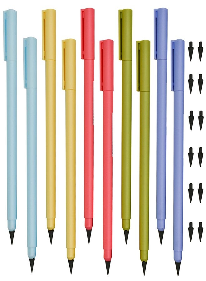Maydahui 10 PCS Everlasting Pencil Inkless Eternal Pencil Magic Pencil Infinity Reusable Pencil with 12 Replaceable Nibs Macaron Morandi Colors for School Students Party Office - Image 1