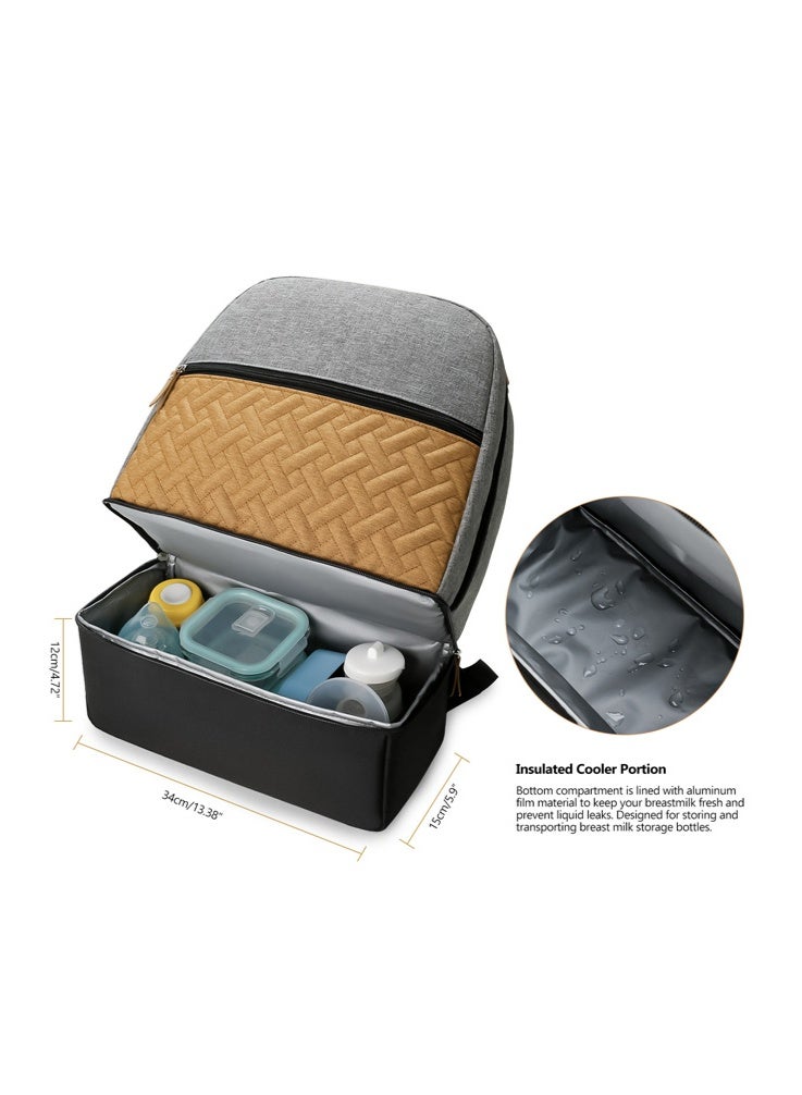 Diaper Bag Backpack with Insulated Cooler Compartment - Multifunctional Mommy Bag for Baby Essentials, Breast Milk Storage & Outdoor Meals, Waterproof Travel Backpack with Stroller Straps - Image 3