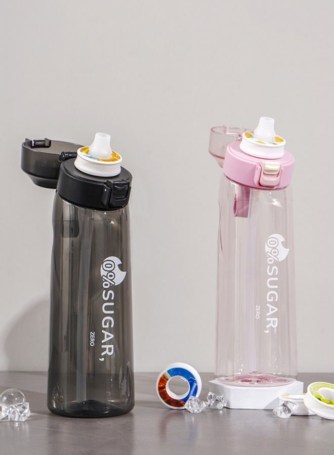 BLUE CORAL 650ML Water Bottle Scent Up Tritan Water Cup Flavored Flip Lid Carry Strap Zero Sugar Gym Fitness Camping Outdoor Sports Fitness Air up Fragrance Bottle, Black  - Image 5