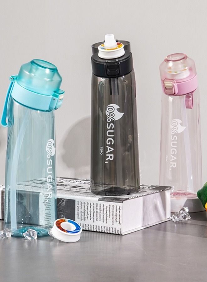 BLUE CORAL 650ML Water Bottle Scent Up Tritan Water Cup Flavored Flip Lid Carry Strap Zero Sugar Gym Fitness Camping Outdoor Sports Fitness Air up Fragrance Bottle, Black  - Image 4