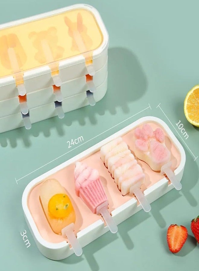 BAKING SET مجموعة خبز إبداعية بتصميم حلوى، قوالب آيس كريم سيليكون غير لاصقة مع 6 أعواد قابلة لإعادة الاستخدام، خالية من مادة BPA، سهلة الفك، أشكال يمكنك صنعها بنفسك، قالب حلوى كولفي، صانع آيس كريم بوبس (صينية واحدة بتصميم كرتوني) - Image 5