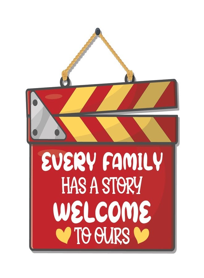 Bhai Please Every Family has a Story Welcome to ours Wooden Wall Decor | Hanging | Wall Art | Wooden Hanger for Living Room | Bedroom | Office - For Home Decor, Gift - Image 1