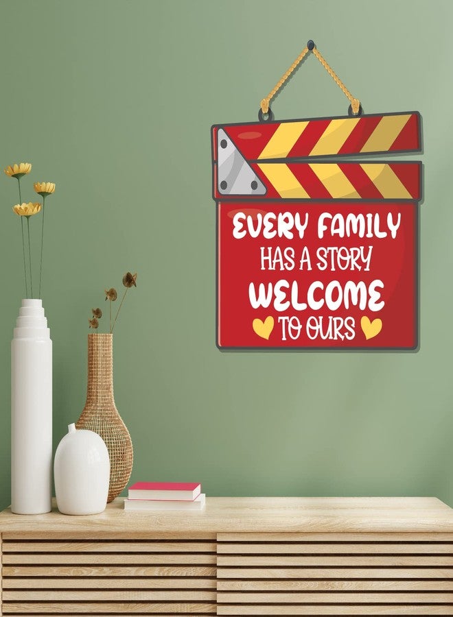 Bhai Please Every Family has a Story Welcome to ours Wooden Wall Decor | Hanging | Wall Art | Wooden Hanger for Living Room | Bedroom | Office - For Home Decor, Gift - Image 3