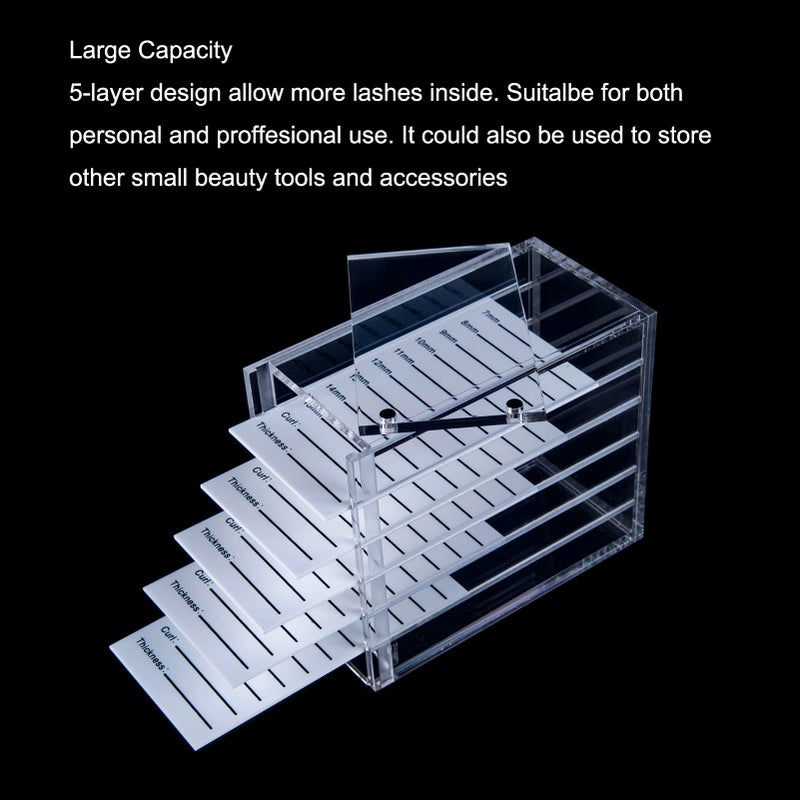 OLACHIKKO Lash Organizers and Storage, Upgraded Design Lash Tray for Lash Extensions with magnet cover, Clear Small Acrylic 5-Layer Transparent Lash Tiles for Lash Extension - Image 4