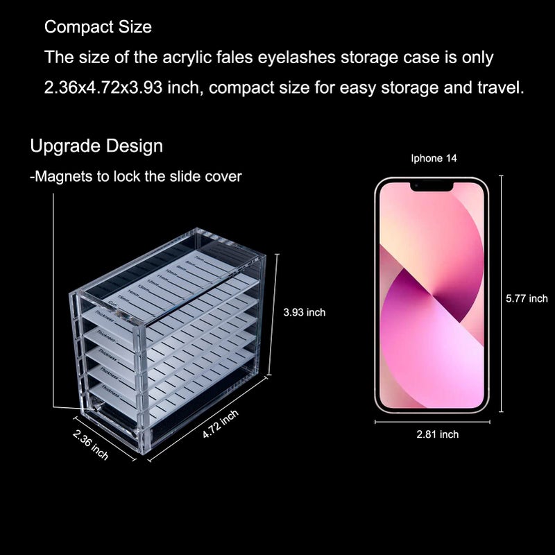 OLACHIKKO Lash Organizers and Storage, Upgraded Design Lash Tray for Lash Extensions with magnet cover, Clear Small Acrylic 5-Layer Transparent Lash Tiles for Lash Extension - Image 3