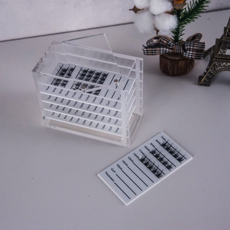 OLACHIKKO Lash Organizers and Storage, Upgraded Design Lash Tray for Lash Extensions with magnet cover, Clear Small Acrylic 5-Layer Transparent Lash Tiles for Lash Extension - Image 5